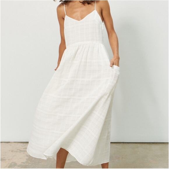 Mara Hoffman Agnes Maxi Dress V-Neck Pocket Spaghetti Strap Midi Cottagecore - Picture 1 of 16